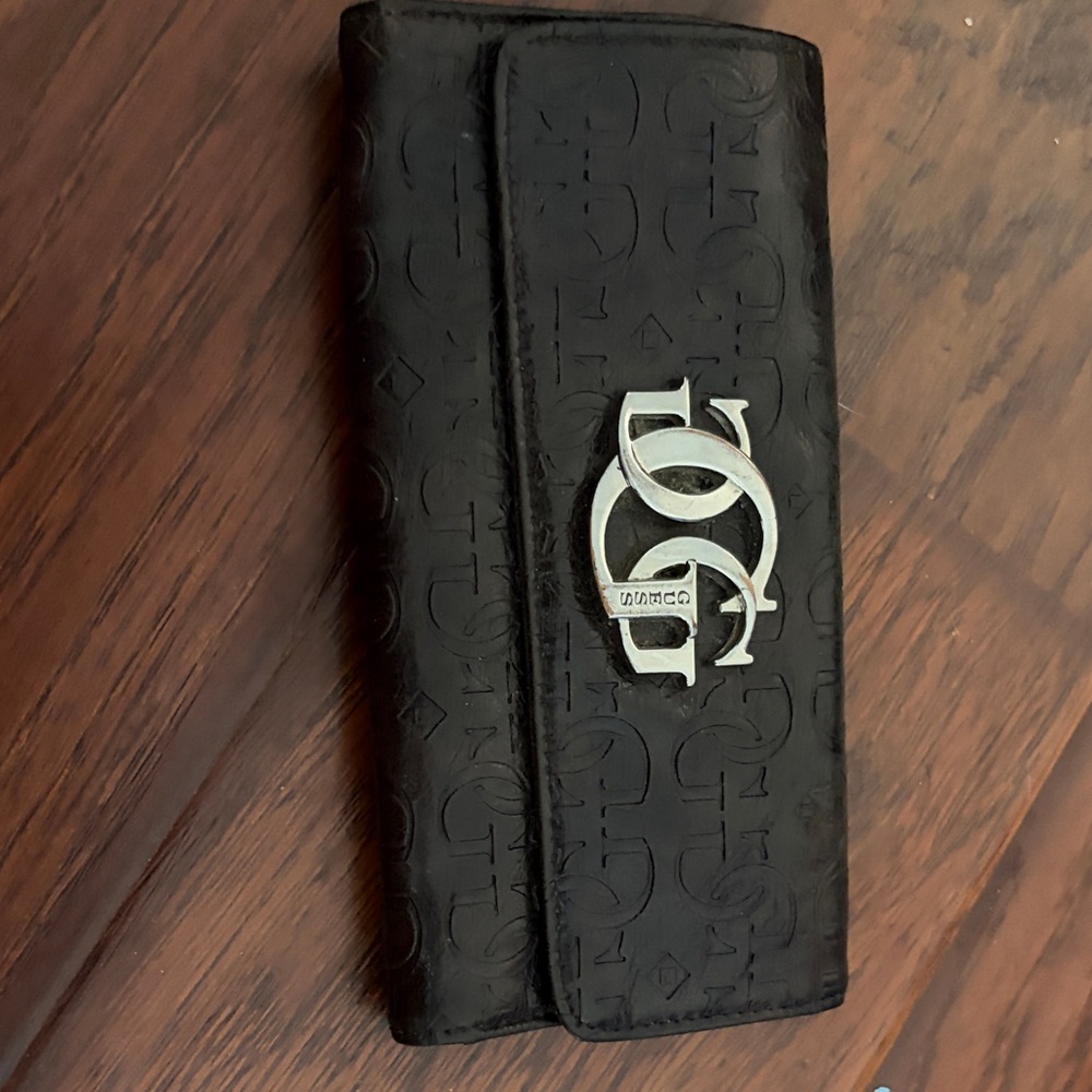 Guess Brown Embossed Wallet with Silver Emblem